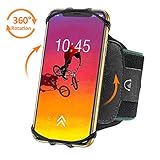Bovon 360°Rotatable Phone Armband, Super Breathable Sports Arm Band for iPhone 11 Pro Max/X/XS/XR/XS Max/8/7 Plus, Galaxy S10/S9/ S9 Plus/S8, Running Armband with Key Holder for Hiking Biking (Black)