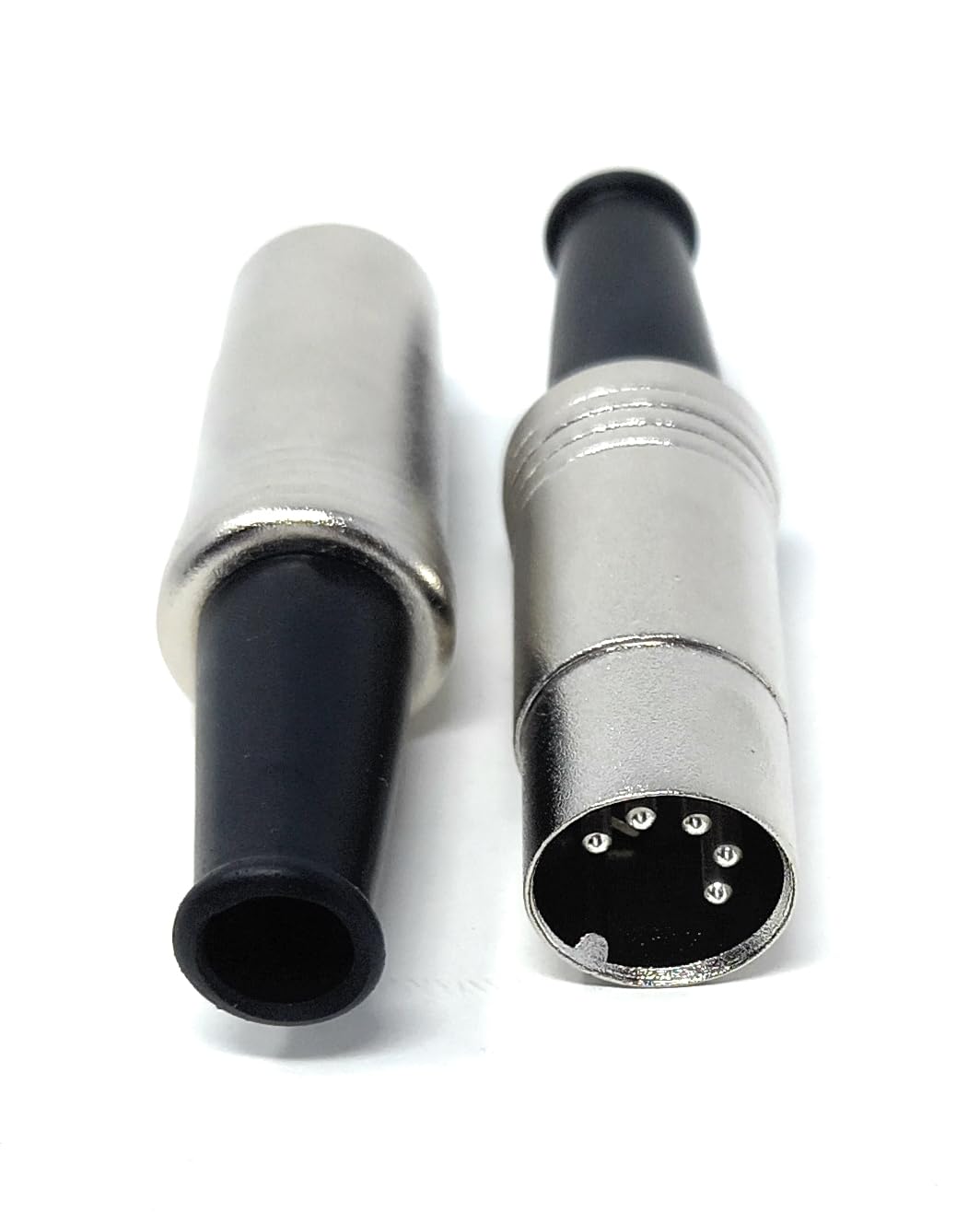 DRUT 2pcs. 5 Pin MIDI DIN Plug Audio Adapter Metal Body and Rubber Strain Relief, Solderable Connections