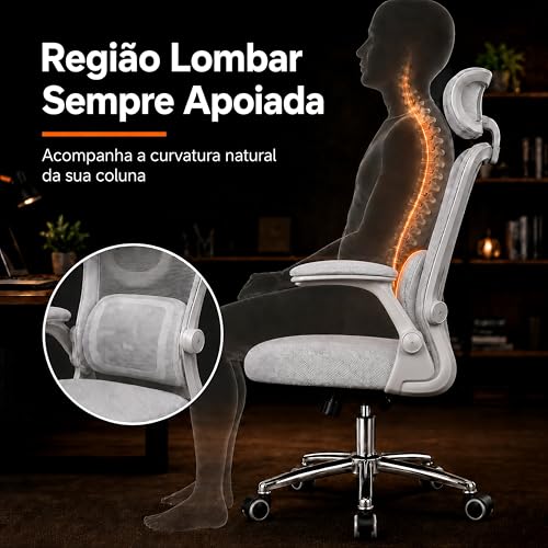 Laruno Cadeira de Escritório Presidente Madri Ergonômica Giratória Reclinável com Apoio de Pés Cadeira Gamer Diretor Suporte Lombar Estofada Braço Articulado Conforto Premium Suporta até 200kg