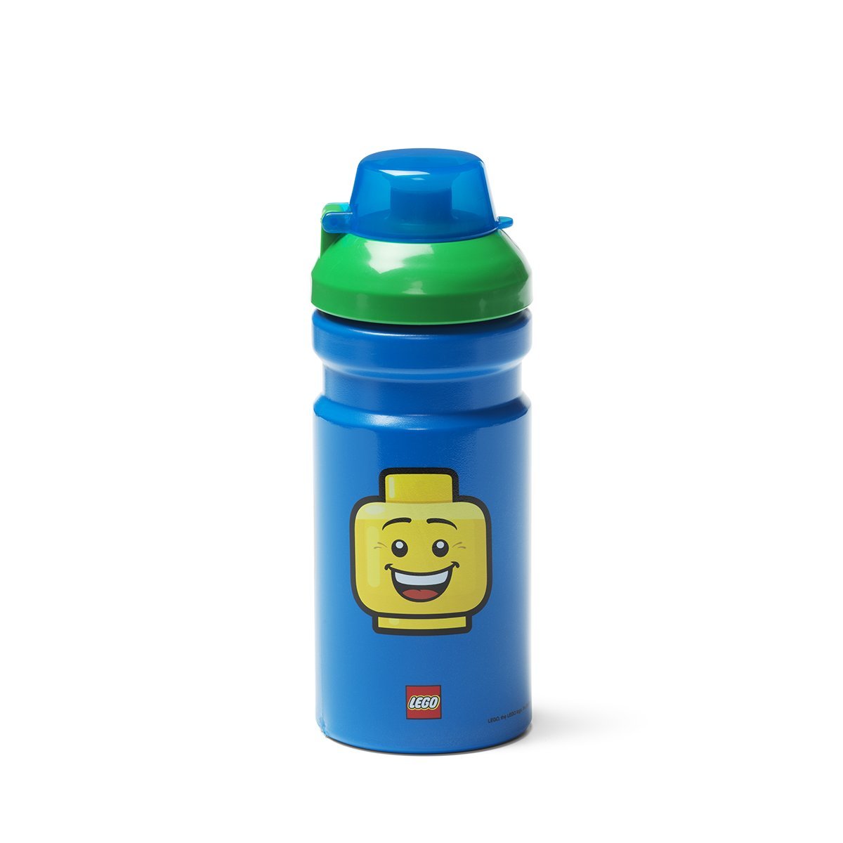 LEGO Iconic Boy Drinking Bottle - 390 ml, Durable PP/Silicone - Fun and Practical Kids Water Bottle with Covered Spout, Sports Water Bottle, Blue/Green