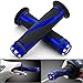Astra Depot 2pcs Universal Blue Motorcycle Grips with Billet Aluminum Bar End Cap Plug Slider For 7/8