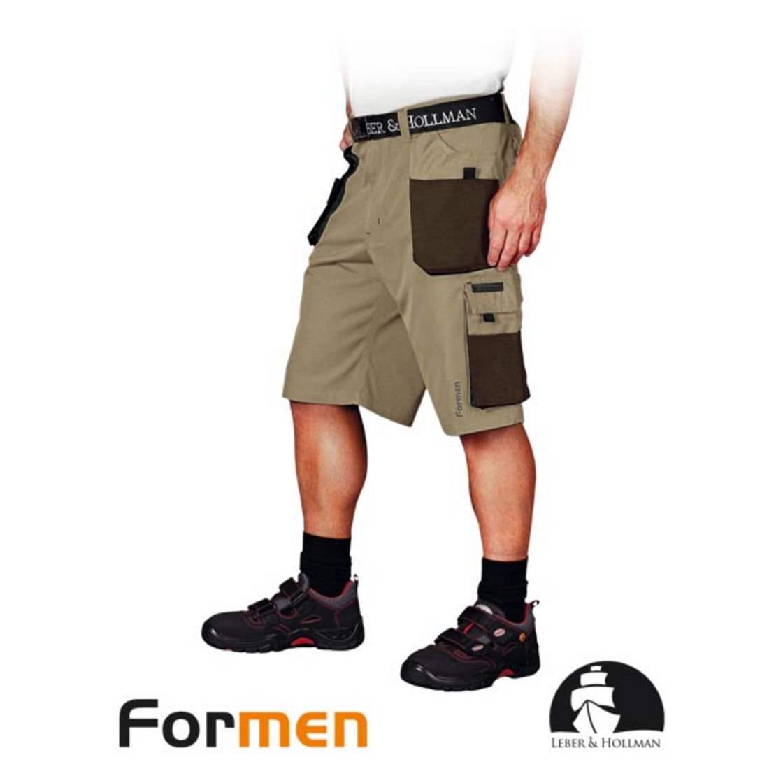 Leber&Hollman LH-FMN-TS_BE3L Formen Protective Short Trousers, Beige-Brown-Black, L Size