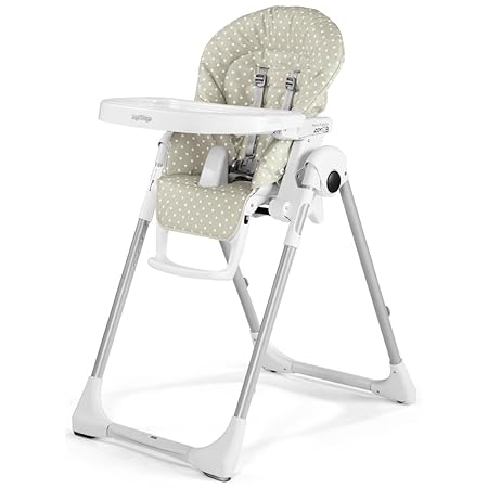 Peg Perego Prima Pappa Zero3 - Babydot Beige - Hochstuhl mit Baby-Liegefunktion, PVC-Bezug (phthalatfrei), beige