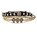 Rinhoo 3Pcs Handmade Adjustable Black Rope Bead Charms Crystal Rhinestone Wrap Braided Bracelet for Men Women
