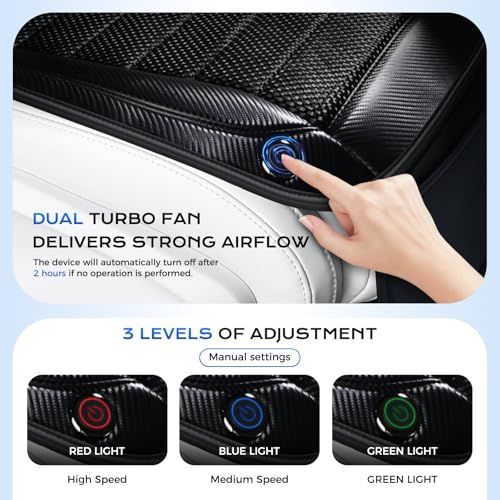 Coverado Summer Seat Covers with 2 Fans, Adjustable 3 Speeds Ventilated Seat Cushion Adaptable Universal for Car Truck SUV Van All Vehicles