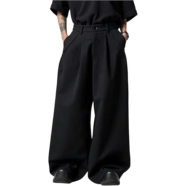 Men's 2024 Gothic Dark Style Loose Cropped Hakama Pants Wide