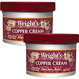 Wright's Copper and Brass Polish and Cleaner Cream- 8 Ounce - 2 Pack - Gently Clean and Remove Tarnish Without Scratching