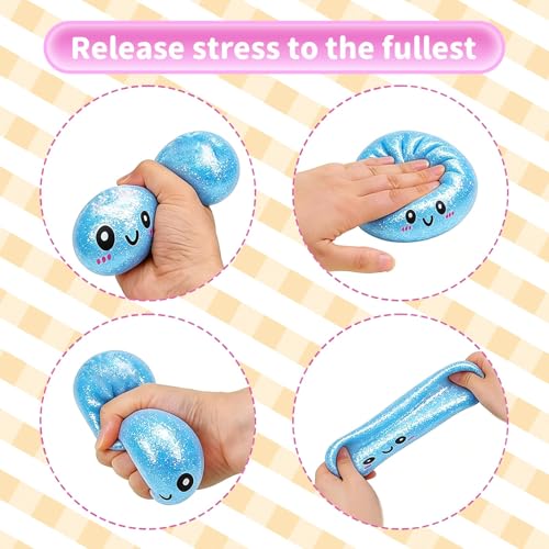 SLEEPHEAD®New Glitter Dumpling Squishy Stress Balls, Fidget Sensory Toy with Food Steamer, Squeeze Dough Ball for Stress Relief, Stretchy Desk Toys Gift