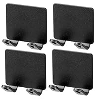 CYZB 4 Pack Multi-Purpose Razor Holder for Shower Adhesive Hooks Plug Holder Shaver Hook Hanger Stand Stainless Steel Wall Sticky Hooks for Keys, Kitchen Utensils, Towel, Robe (Black)