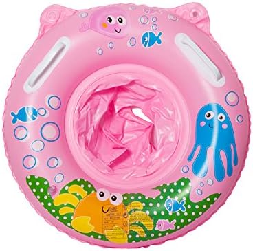 Inflatable Pink Swimming Ring Seat with Handle for Baby Infant Float Swimming Beginner Swim Accessories Pool Bath Toy