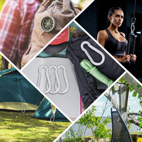 chfine 20 Pack Spring Snap Hook, 2.36inch M6 Galvanized Steel Carabiner Clip, Silver Heavy Duty Small Quick Link Clamp Keychain Clip for Camping Fishing Hiking Traveling Gym Hammock Swing Dog Leash