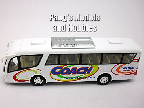 Coach Bus Diecast Metal Scale Model - SET of 4 BUSES, Red, Blue, White and Yellow