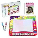 Dozod Water Doodle Mat Aqua Magic Drawing Pad with 4 Colors, Educational Safe Doodle Kids Toys Gift for Toddlers Boys Girls Age 2 3 4 5 6 7 8 Year Old 32 x 24 Inch
