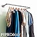 Pipe Decor Industrial Pipe Wall Mounted Clothing Rack, Commercial or Residential Wardrobe Clothes Display, Heavy Duty Rustic Vintage Steel Grey Black Metal Garment Bracket Frame, Dual Flange Style