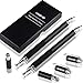 MEKO 3-in-1 Precision Series Disc Stylus Pen, 6-Inch (2 Piece) with 4 Pieces Disc, 2 Pieces Fiber Tip and 2 Pieces Refill Ink - Black/Black