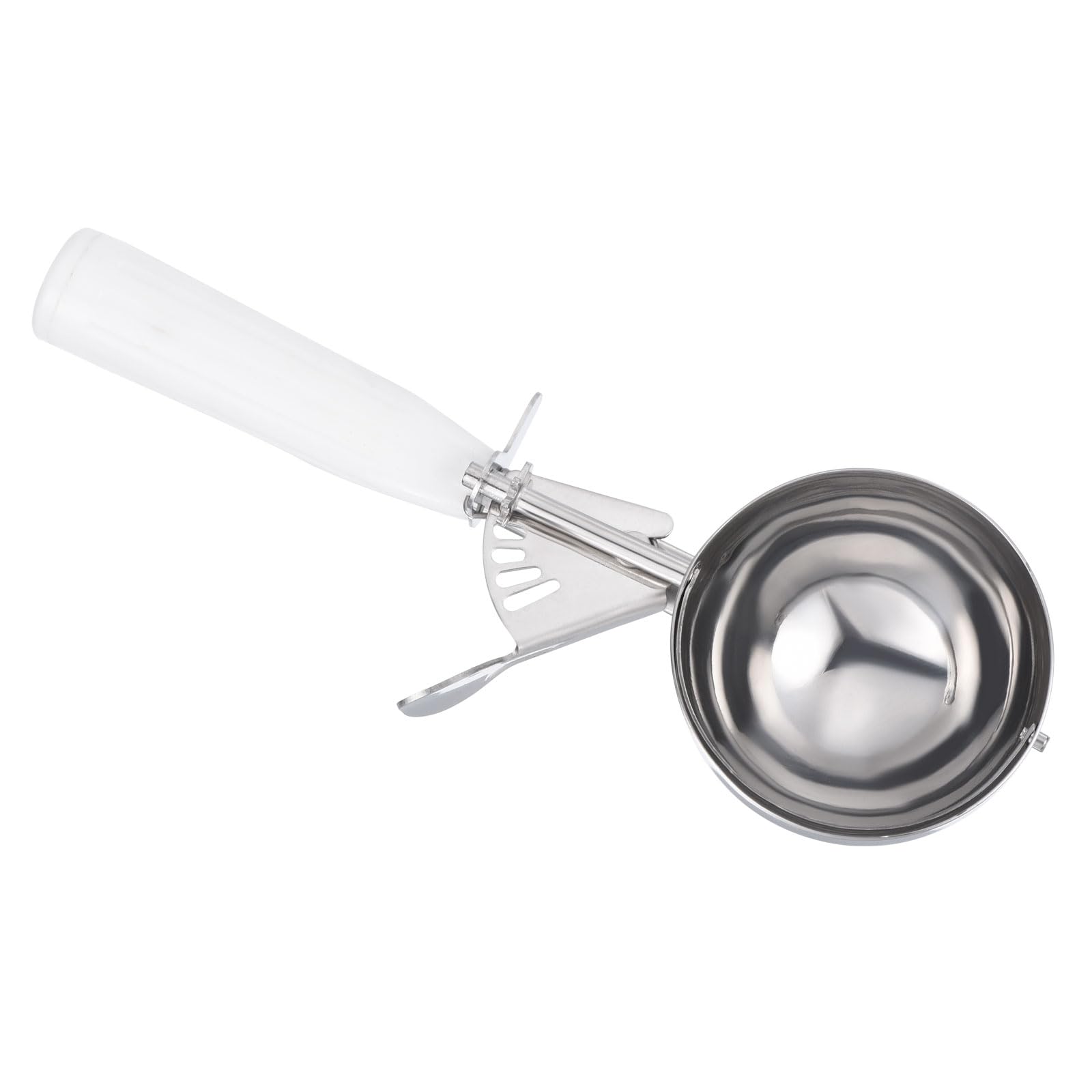 PATIKIL 5.3 Ounce Ice Cream Scoop with Trigger, Stainless Steel Portion Cookie Scoop with Thumb Trigger for Cookie Dough Cupcake Batter Baking, White