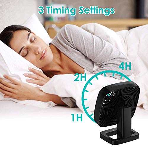 AQSURE Desk Fan Small Table Fan 4 Wind Speed Adjustable & 3 Timing Mode Quiet Operation Portable Fan USB Charging Adjustable Head 90°Rotatable Mini Personal Fan for Home Office Bedroom Camping