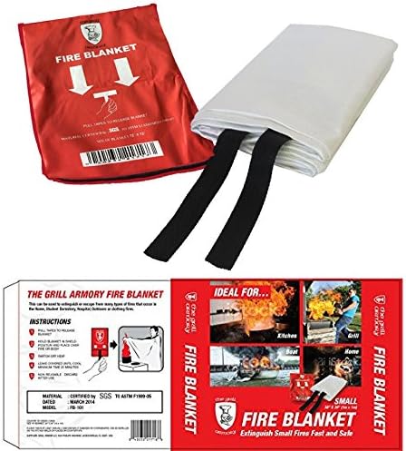 The Grill Armory Fire Blanket | Extinguishes Fires, Protects, US Certified (Small)