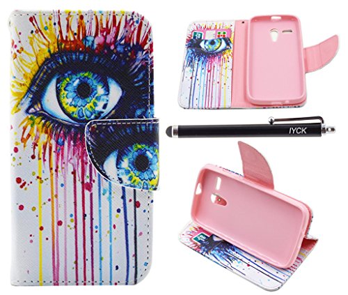 Moto G Case (1st Gen), iYCK Premium PU Leather Flip Folio Carrying Magnetic Closure Protective Shell Wallet Case Cover for Moto G (1st Gen) with Kickstand Stand - Colorful Eye
