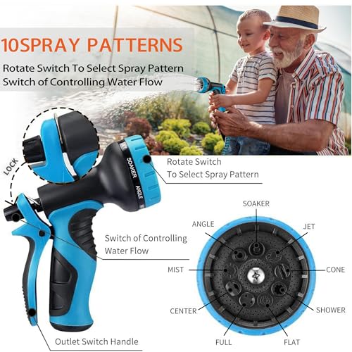 50 ft Expandable Garden Hose - All New 2026 Retractable Water Hose with 3/4" Solid Brass Fittings, Extra Strength Fabric - Flexible Expanding Hose with 10 Pattern Spray Nozzle