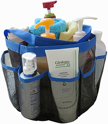 DearyHome Mesh Shower Caddy Tote 8 Pockets Quick Dry Hanging Toiletry Bath Organizer for Dorm,Gym,Camp Travel Tote Bag, Black