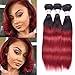 Top Hair Brazilian Ombre Burgundy Hair Extensions Black To Red Weave Brazilian Hair Ombre Weaves Straight Two Tone 3 Bundles 10 10 10 inches Total 150 Gram