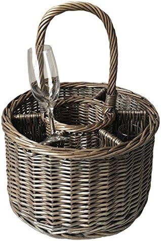 Special Event Basket Wicker Basket Wine Glasses, Brown - Image 5