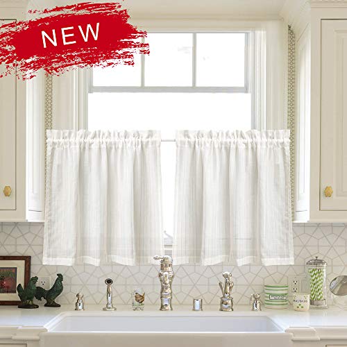 Zceconce Linen Textured Sheer Half Window Curtains With