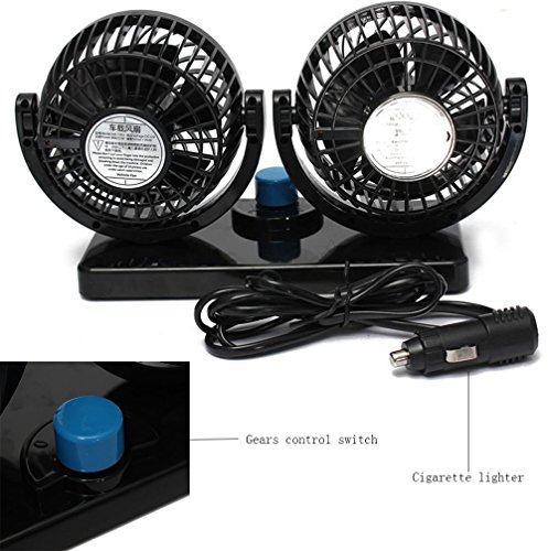 ETONG Car Electric Fan Vehicle Fan Car Auto Cooling Air Fan 2-Speed Rotatable 12V Ventilation Dashboard Electric Car Fans Summer Cooling Air Circulator