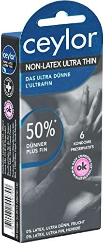 Ceylor Non-Latex Ultra Thin 6 Ultra Thin, Latex Free Condoms for allergics (50% thinner), hygienically Sealed in Condom pods