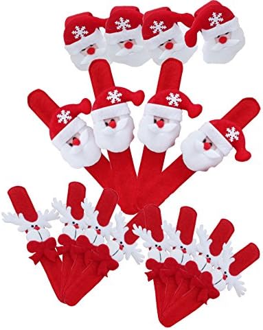 OWNFUN Christmas Slap Bracelets,Slap Bands Classroom Prize, Wrist Decoration,Christmas Party Favors,Set of 16