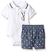 Calvin Klein Newborn Boys Interlock Body Top with Woven Shorts, White, 6-9 Months