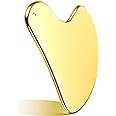 Nuanchu Stainless Steel Gua Sha Facial Tools Guasha for Face Metal Gua Sha Tighten Skin Massage Guasha Beauty Tool for Body Eyes Neck Massager with Travel Pouch Skin Care Gifts (Gold)