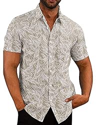 COOFANDY Mens Casual Button Down Shirts Linen Beach