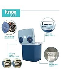 Knox Gear 34 Quart   Calentador eléctrico con doble cable de alimentación para el hogar y el coche, Azul