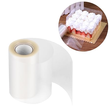 Yosoo Kuchen Kragen Transparent Backen Kuchen Umlaufende Kante Wickelband Verpackung Blatt Dekor Tortenrandfolie Rolle Desser