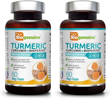 Organic Turmeric Curcumin Plus BioPerine 1000 mg 60 Vcaps 2 Pack - Powerful Anti-Inflammatory | Joint Health | Antioxidant Support | Immune Boost
