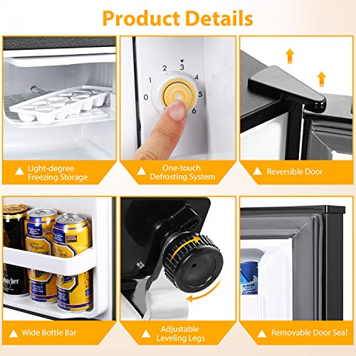 TECCPO Mini Fridge, 1.7 Cu.Ft. Small Refrigerator, Energy Star, 6