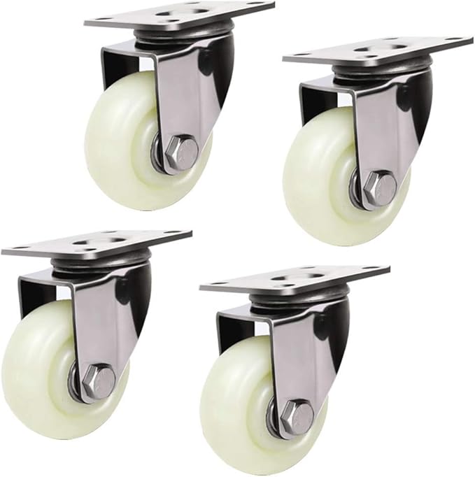 4 Nylon Wheels 75mm Heavy Duty Swivel Castor Wheels For Trolleys White