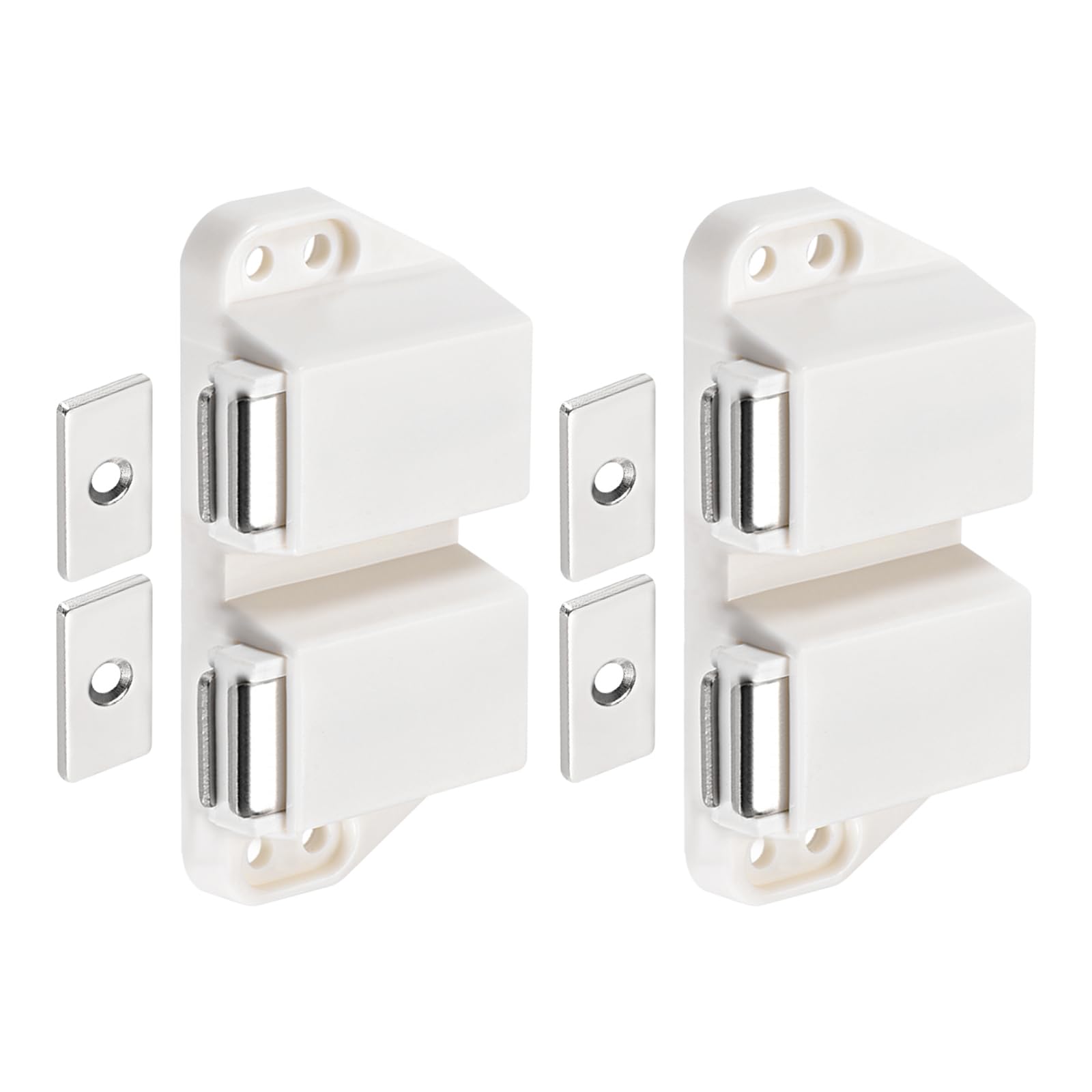 DTGN 35x69mm(LxW) Magnetic Touch Latch - 2 Pack - Good for Kitchen Cupboard Drawer Furniture - Plastic Catch Magnetic Push Open Latch - White