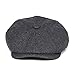 BOTVELA Men's 8 Piece Wool Blend Newsboy Flat Cap Herringbone Pattern in Classic 5 Colors (Black, XL)