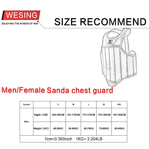 Wesing Martial Arts Muay Thai Boxing Chest Protector MMA Sanda Chest Guard (Black, XL) - Thumbnail 6