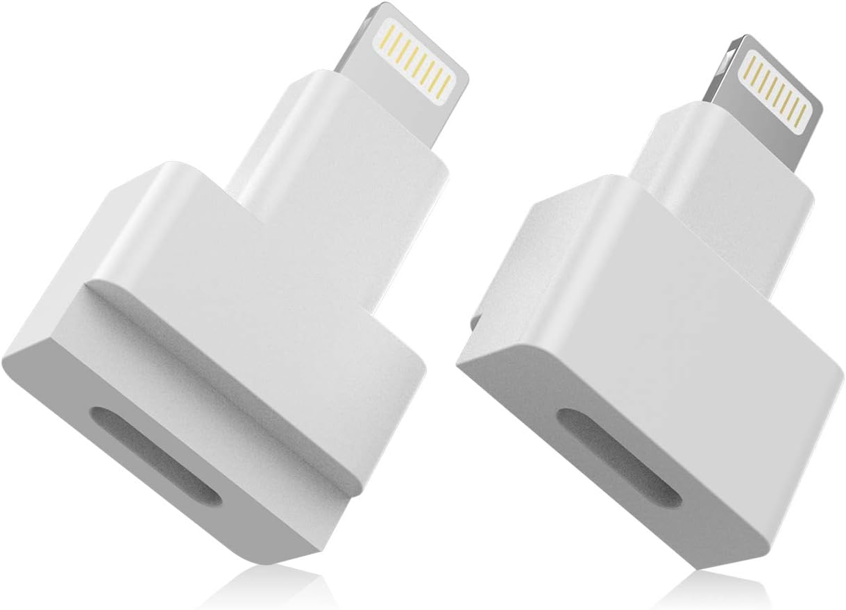 EMATETEK Extender Dock Connector Adapter Female to Male. Pass Audio, Video, Picture, Miusic, Data and Power Charge. 2PCS Male to Female Docking Extension Cord Adapter. (White)