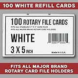 3x5 Rotary File Refill Cards 100 Fits All Major Brand Holders (White)