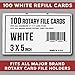 3x5 Rotary File Refill Cards 100 Fits All Major Brand Holders (White)