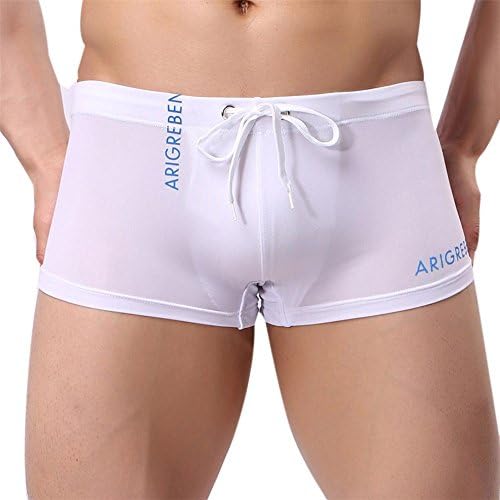 Underwear LEERYA Surf Boardshorts New Men's Boxer Briefs Shorts Trunks Swimwear (L, White)