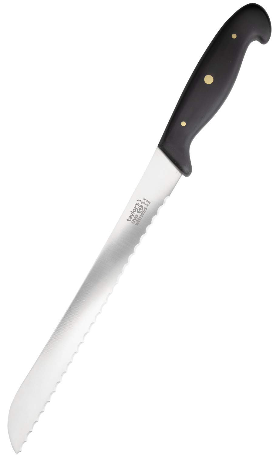 Taylors Eye Witness Professional Series British Made Serrated Bread Knife - 23cm Toothed Edge with an Ultra Fine, Pointed Blade, Precision Ground from High Carbon Stainless Steel. Made in Sheffield