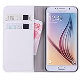 WAWO Samsung Galaxy S6 Case, PU Leather Wallet Flip Cover Case with Credit Card ID/Pocket Money Slot for Samsung Galaxy S6 - White