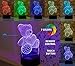 3D Night Light Lamp Illusion - 3 Pattern Design (Teddy Bear, Hippo, Dinosaur) Bedside Night Led Lamp with Acrylic Panel for Boys & Girls - 7 Color Changing with Remote Control and 39in USB Cable