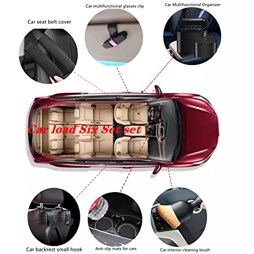 TUZIJIXG car accessories interior，8-piece set Containscar car trash can，car coasters，sunglass holder for car，car detailing brushes，headrest hooks for car，seatbelt covers，is car essentials